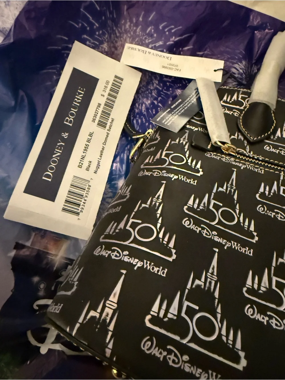 Dooney & Bourke Black 50th Anniversary Disney Print Satchel